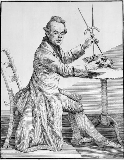 Self Portrait Holding Callipers Over a Mask, c.1768-70 by Thomas Patch